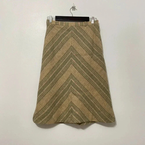Vintage - 70s Chevron Wool Midi Skirt - Picture 1 of 11